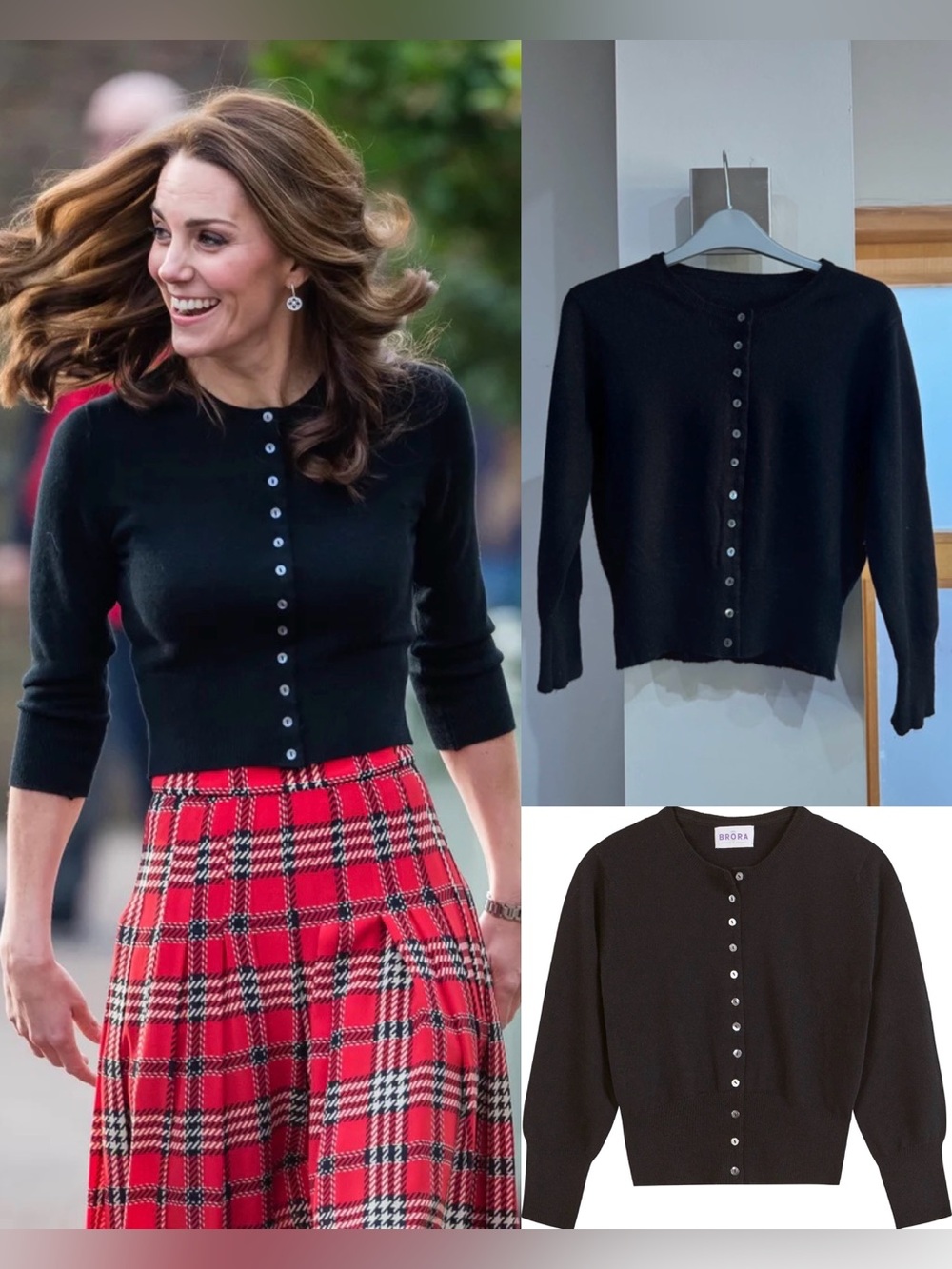 Brora Cropped Cashmere Cardigan in Black